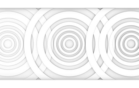 3d rendering. artistic white circle paper layer art wall for any design background.の写真素材