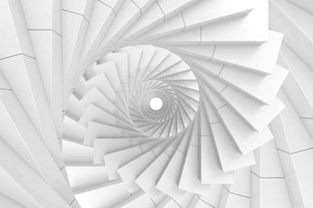 3d rendering. illusion decorating art of White spiral stairs background.の写真素材
