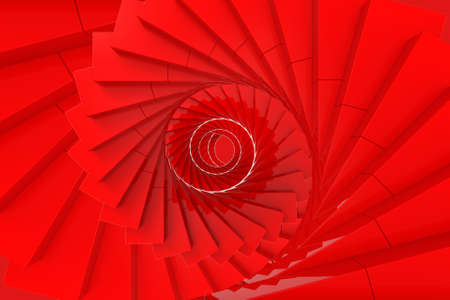 3d rendering. Red twirl swirl art stairs background.の写真素材