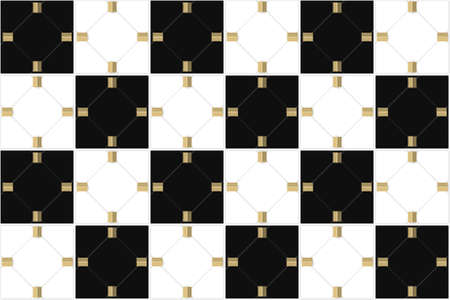3d rendering. seamless modern luxury Alternate white and black grid square art pattern wall...