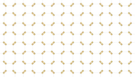 3d rendering. modern luxurious seamless gold white grid pattern tile wall design background.の写真素材