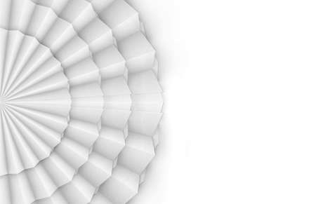 3d rendering. Abstract circular White folding paper fan art wall background.の写真素材