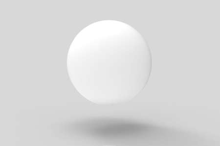 3d rendering. Floating white sphere with shadow on the floor background.の写真素材