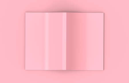 3d rendering. top view of a soft pink Spreading empty cover book on pink color background.の写真素材