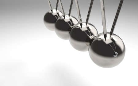 3d rendering. swinging pendulum group on gray background.の写真素材