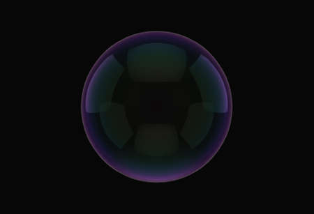 3d rendering. Soft thin transparent lens sphere ball isolated on black background.