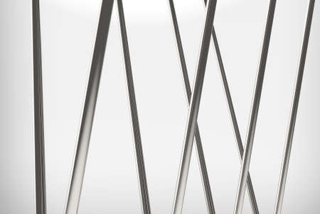 3d rendering. Abstract slim long steel pipes art background.の写真素材