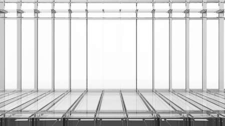3d rendering. modern futuristic glass illusion parallel line pattern wall background.の写真素材