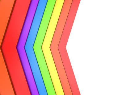 3d rendering.Lgbt rainbow color arrow pattern flag design on white wall background.の写真素材