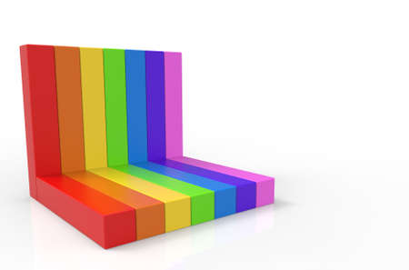 3d rendering. alternate rainbow colorful lgbt stage bars on gray backgorund.の写真素材
