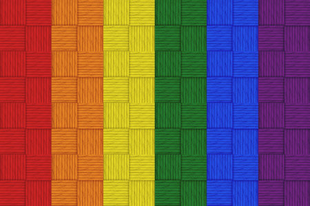 3d rendering. retro lgbt rainbow mosaic color style square tile pattern wall design background.の写真素材