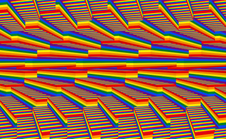 3d rendering. Lgbt rainbow flag color illusion art wall background.の写真素材