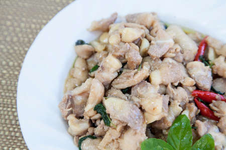 Thai spicy food, Pad Ka pray Kai Thai food.の写真素材