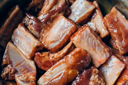 Raw pork ribs with fermented sauce for grilledの写真素材