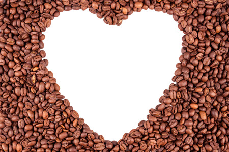 Coffee beans with white heart insideの写真素材