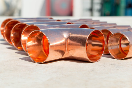 Copper elbow used for plumbingの写真素材