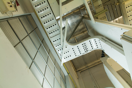 Metal cable tray close up