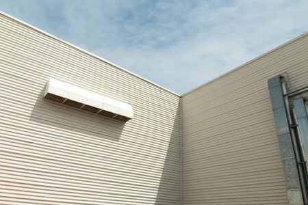 Architectural detail of metal roofing on commercial constructionの写真素材
