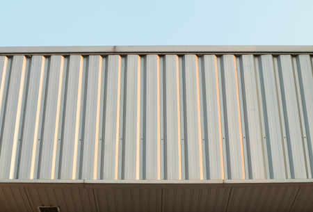 Architectural detail of metal roofing on commercial constructionの写真素材
