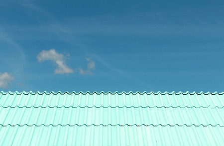 Architectural detail of metal roofing on commercial constructionの写真素材