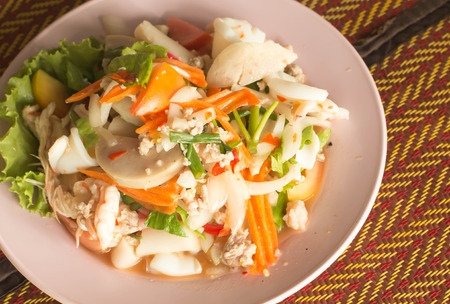 Glass noodle with shrimps - thai styleの写真素材