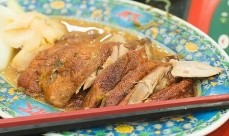 roast duck with saucesの写真素材