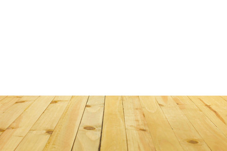 Empty top of wooden or counter isolated on white background. For product displayの写真素材