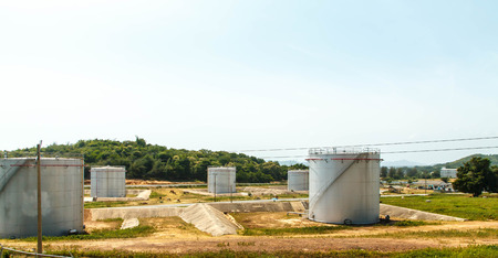 Large crude oil tanks near the harbor.の写真素材