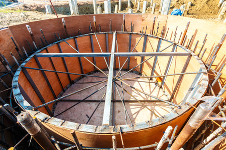 Building reinforced concrete structure foundation work