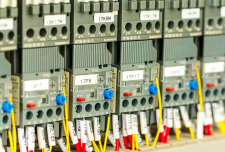 New control panel with, fuses, rails, low voltage meters, current transformers, relays and other electrical equipment.の写真素材
