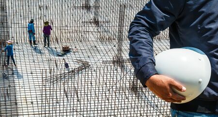 engineer suit white helmet for securityの写真素材