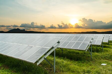 Solar panels or Solar cells on factory sun light, Industry.