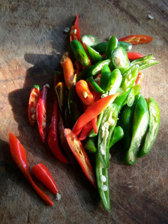 Red and green chillies