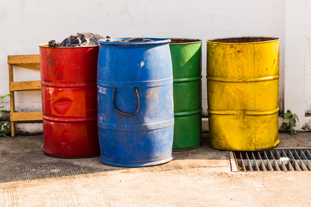 Trash by the side of the wall.の写真素材