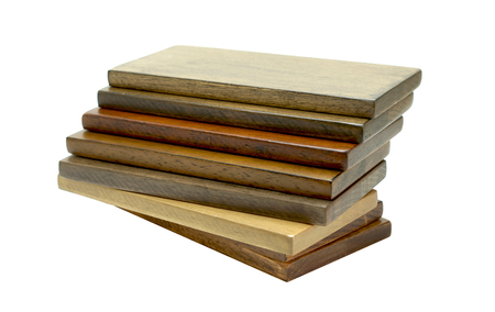 many colors plank rubber wood with white backgroundの写真素材