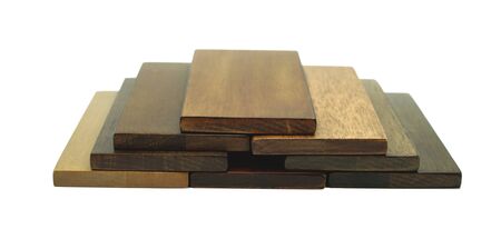 many colors plank rubber wood with white backgroundの写真素材