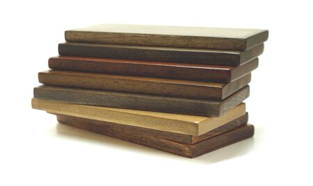 many colors plank rubber wood with white backgroundの写真素材