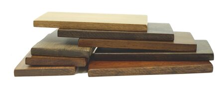 many colors plank rubber wood with white backgroundの写真素材