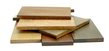 many colors plank rubber wood with white backgroundの写真素材