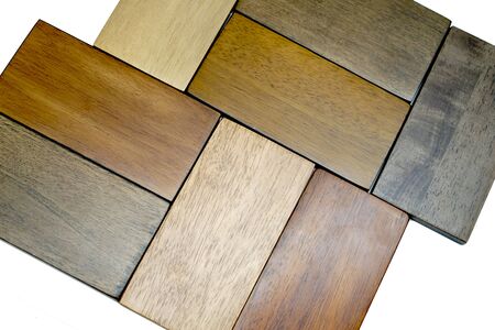 many colors plank rubber wood with white backgroundの写真素材