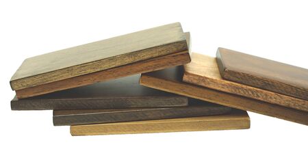 many colors plank rubber wood with white backgroundの写真素材