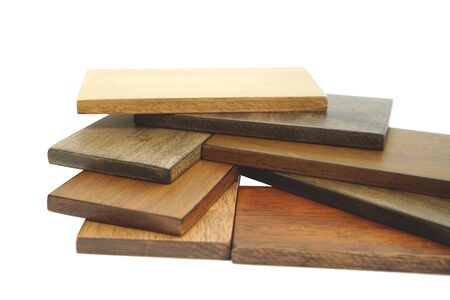 many colors plank rubber wood with white backgroundの写真素材