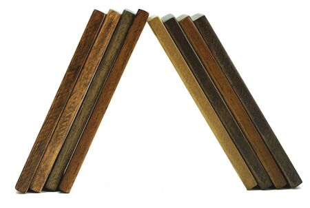 many colors plank rubber wood with white backgroundの写真素材