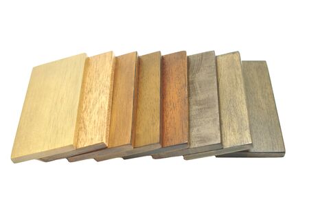 many color plank rubber wood with white backgroundの写真素材