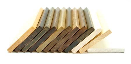 many color plank rubber wood with white backgroundの写真素材