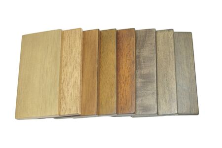 many color plank rubber wood with white backgroundの写真素材