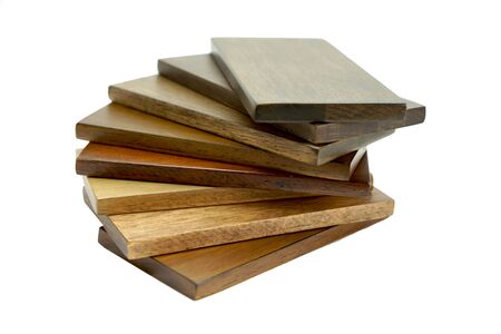 many color plank rubber wood with white backgroundの写真素材