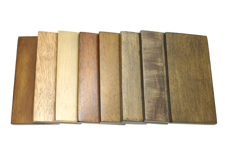 many color plank rubber wood with white backgroundの写真素材