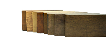 many color plank rubber wood with white backgroundの写真素材