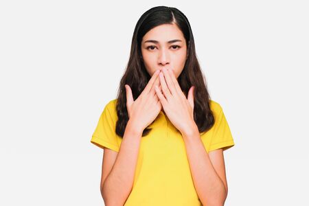Young smart beautiful asian woman wore yellow t shirtの写真素材